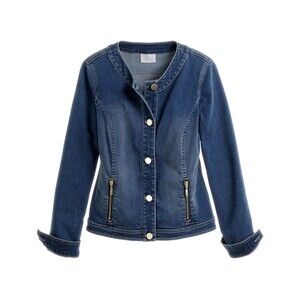 Chico's Blue Jean Jacket with Gold Accents